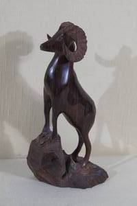 lot 164 image: Wood Carved Ram Figure