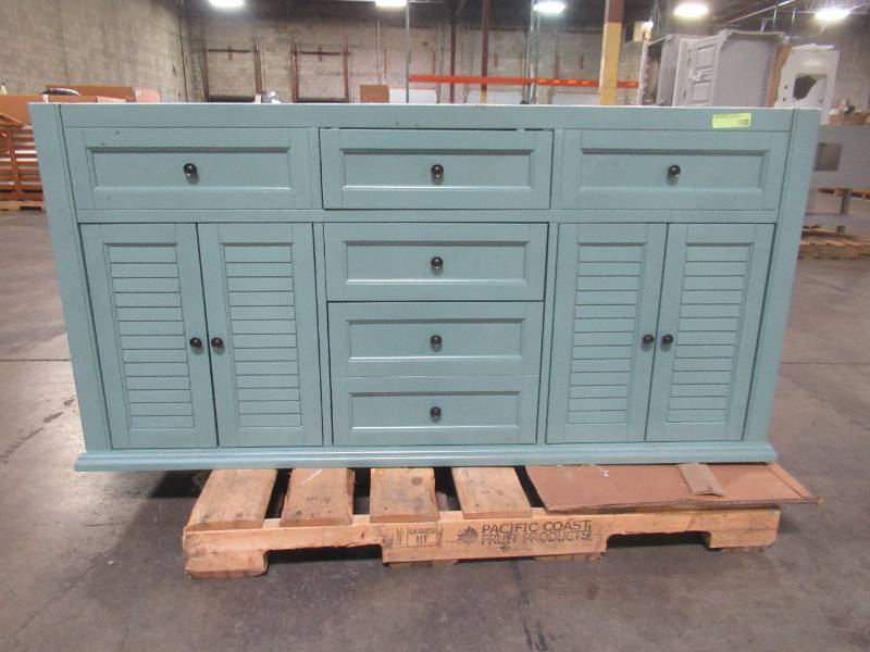 Home Decorators Collection Hamilton Shutter 61 in. W x 22 in. D Double Bath Vanity in Sea Glass 10806-VS61H-SG