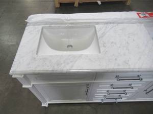 Home Decorators Collection Aberdeen 60 in. W Double Vanity in White with Marble Vanity Top in White with White Basin Aberdeen 60W