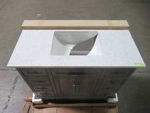 Sudio Thompson 42 in. W x 22 in. D Bath Vanity in Gray with Engineered Stone Vanity Top in Carrara White with White Basin Thompson-42G