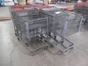 WHOLESALE MIXED LOT OF (6) MISCELLANEOUS SHOPPING CARTS WITH STEEL BASKETS