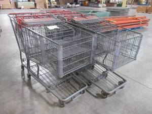 WHOLESALE MIXED LOT OF (6) MISCELLANEOUS SHOPPING CARTS WITH STEEL BASKETS
