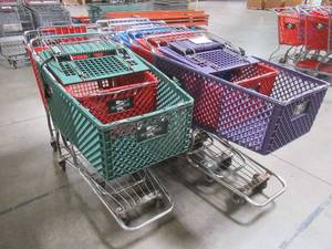 WHOLESALE MIXED LOT OF (6) MISCELLANEOUS SHOPPING CARTS WITH PLASTIC BASKETS