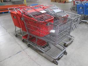 WHOLESALE MIXED LOT OF (6) MISCELLANEOUS SHOPPING CARTS WITH PLASTIC BASKETS