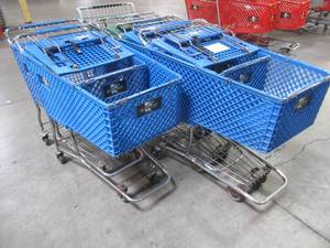 WHOLESALE MIXED LOT OF (6) MISCELLANEOUS SHOPPING CARTS WITH PLASTIC BASKETS