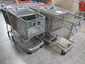WHOLESALE MIXED LOT OF (6) MISCELLANEOUS SHOPPING CARTS WITH PLASTIC BASKETS
