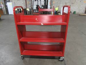 Rolling Utility Cart With Shelves On Either Side. Dimensions 36 x 18 x 46 14 Tall.