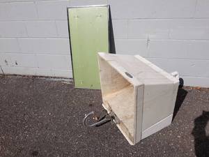 lot 42 image: Utility Sink w Faucet and Mirror - Sink is about 23 x 23 x 16 and Mirror is about  - NO SHIPPING