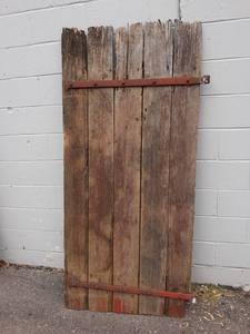 lot 138 image: Vintage Barn Door w Hand Forged Hinges - Measures about 76 x 35 - NO SHIPPING