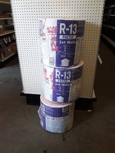 lot 254 image: NEW Lot of (3) Rolls Owens Corning R-13 Insulation for 2x4 Walls - NO SHIPPING