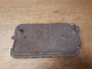 lot 608 image: Antique Cast Iron IDEAL Wood Burning Stove Door - Measures about 18 x 11 - SHIPPING AVAILABLE