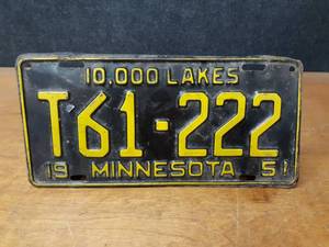 lot 638 image: 1951 Minnesota License Plate  - SHIPPING AVAILABLE