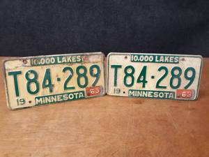 lot 648 image: 1963 Minnesota License Plates - Matched Set  - SHIPPING AVAILABLE