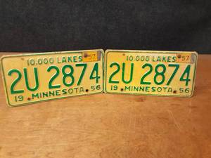 lot 649 image: 1956 Minnesota License Plates - Matched Set  - SHIPPING AVAILABLE