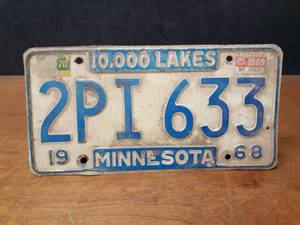 lot 651 image: 1968 Minnesota License Plate  - SHIPPING AVAILABLE