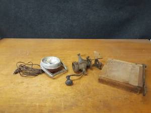 lot 680 image: Paper Cutter, Pathfinder Spotlight and Cast Iron Coffee Grinder - NO SHIPPING
