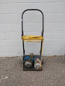 lot 79 image: Air Compressor - 1HP Single Phase - Mounted to Cart - Tested and Pumps Air - NO SHIPPING