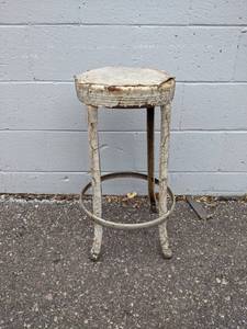 lot 98 image: Vintage Stamped Steel Shop Stool - About 24 Tall - NO SHIPPING