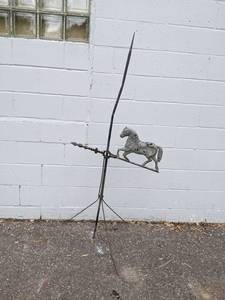 lot 101 image: Antique Horse Weather Vane (Hes been shot a few times) on Lightning Rod - Overall Stands about 65 - NO SHIPPING