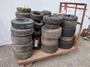 lot 112 image: Large Lot of Trailer, Riding Lawnmower, and Garden Tractor Tires - NO SHIPPING