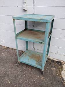 lot 129 image: Vintage Steel Rolling Cart - Measures about 43 x 24 x 18 - NO SHIPPING