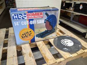 lot 157 image: New in Box HDC 1-12HP 14 Cut-off Saw  3 New Blades - NO SHIPPING