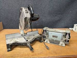 lot 172 image: Craftsman 10 Miter Saw, Sander and Power House 6 Bench Grinder  - NO SHIPPING
