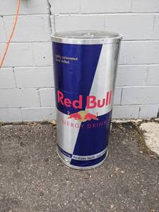 lot 182 image: Red Bull Cooler - Measures about 17 diameter x 36 tall - NO SHIPPING