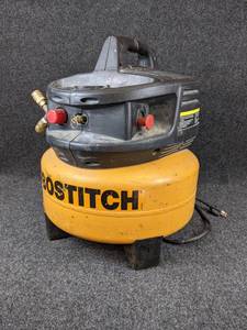 lot 194 image: Bostitch Pancake 6 Gallon Air Compressor - Powers on and Builds Pressure - Model  GL197 - NO SHIPPING