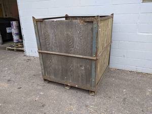 lot 216 image: 48 x 48 x 54 Steel and Wood Container w Forklift Pockets - Great for scrap metal - NO SHIPPING