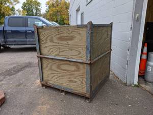 lot 217 image: 48 x 48 x 54 Steel and Wood Container w Forklift Pockets - Great for scrap metal - NO SHIPPING