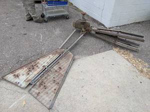 lot 229 image: Large Baker MFG Windmill Gearbox and Tail Vane - NO SHIPPING
