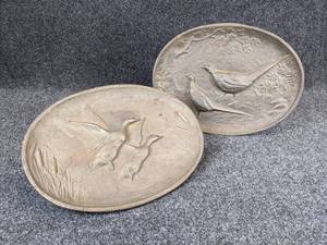 lot 667 image: DOTSON Cast Iron Pheasant and Duck Plates - Each Measures About 13 x 10 - SHIPPING AVAILABLE