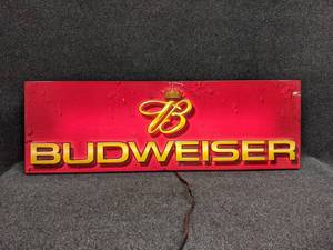 lot 743 image: Budweiser Backlit Sign - Measures about 43 x 14 - Tested and Works - NO SHIPPING