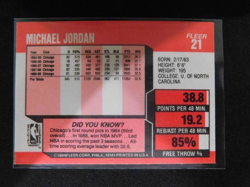 lot 22 image: 1989 Fleer Basketball Michael Jordan #21 Chicago Bulls
