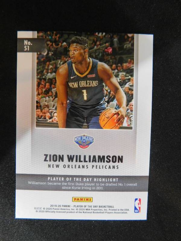 lot 27 image: 2019 Panini POD Zion Williamson Rookie #51