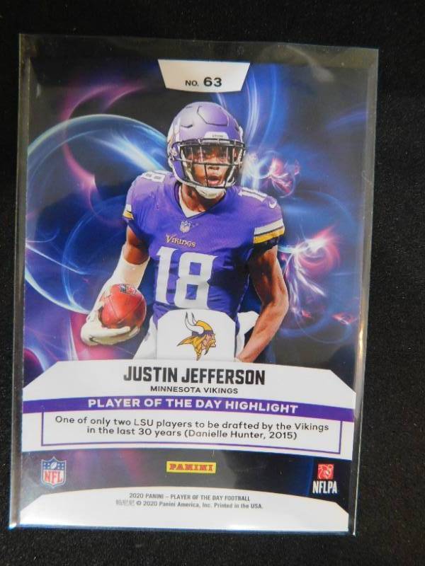 lot 10 image: 2020 Panini POD Justin Jefferson Rookie Card #63