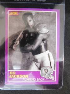 lot 91 image: 1989 Score Supplemental Bo Jackson Black And White Shoulders Pads Card #384