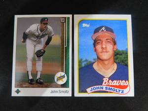 lot 109 image: (2) 1989 John Smoltz Rookie Card Lot Upper Deck #17 & Topps #382