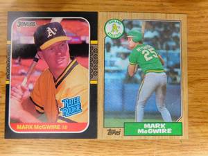 lot 119 image: (2) 1987 Mark McGwire Rookie Cards Donruss #46 & Topps #366