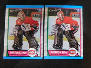 lot 125 image: (2) 1989-90 O-Pee-Chee Patrick Roy #17
