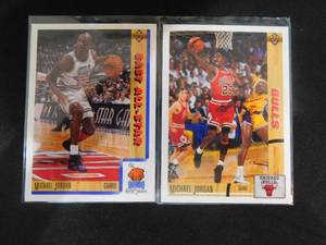 lot 143 image: (2) 1991-92 Upper Deck Michael Jordan Cards #44 & #452