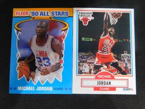 lot 148 image: 1990 Fleer Michael Jordan Card #26 & All Star Sticker #5