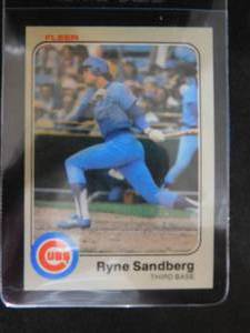 lot 159 image: 1983 Fleer Ryne Sandberg Rookie Card #507 LK