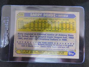 lot 180 image: 1987 Topps Barry Bonds Rookie Card #320