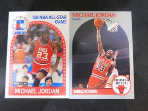 lot 192 image: 1989 & 1990 Hoops Michael Jordan Cards LK
