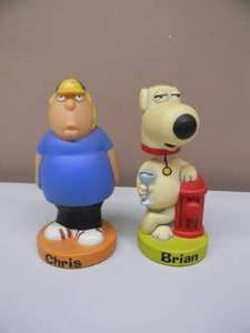 lot 20 image: VERY COOL SET OF 2 - BRIAN AND CHRIS FROM FAMILY GUY BOBBLEHEADS - APPROX 7 - SEE PICTURES
