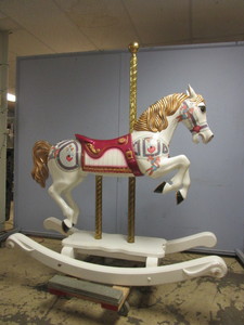lot 301 image: CAROUSEL HORSE ROCKER, HAND CARVED, HAND PAINTED