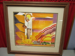 lot 343 image: D. OLMSTEAD DUST FREE ELEVATOR FRAMED PRINT, 1980