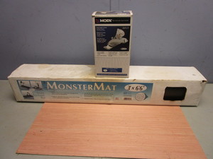 lot 364 image: MONSTER-MAT SPORTS EQUIPMENT MAT, 3 x 6 - NEW, MOEN KNOB HANDLE CHROME BATHROOM FAUCET